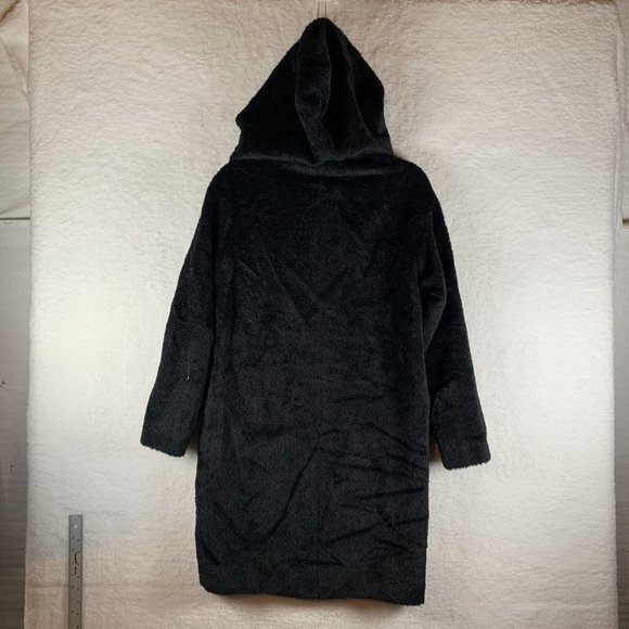 Hiso‎ Shawl Lapel Overcoat Womens Size 2 Black Wool Alpaca Canada Hooded 6362 - Picture 2 of 11